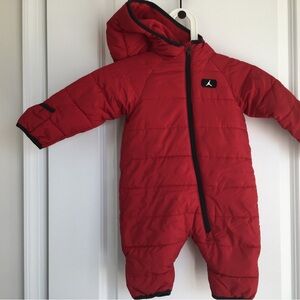 Jordan Baby Red One Piece Puffer Snowsuit. Like New